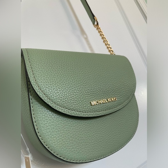 NWT Michael Kors Jet Set Small Half Dome Crossbody Leather Bag Green $198 - Picture 2 of 11
